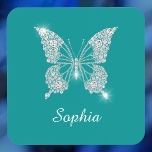 White Diamond Butterfly, Script Name, Deep Aquamar Getränkeuntersetzer