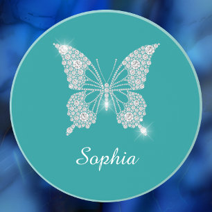 White Diamond Butterfly, Script Name, Deep Aquamar Getränkeuntersetzer