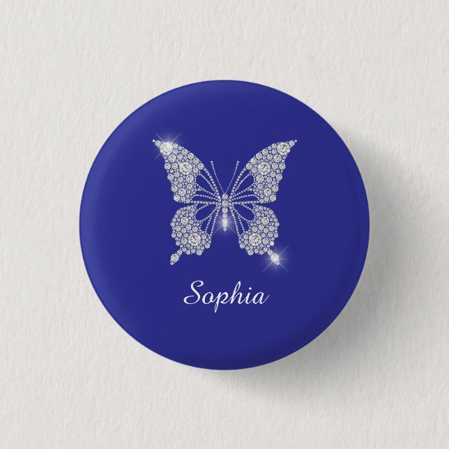 White Diamond Butterfly, Script Name, Deep Blue Button (Vorderseite)