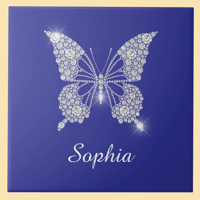 White Diamond Butterfly, Script Name, Deep Blue Fliese (Von Creator hochgeladen)