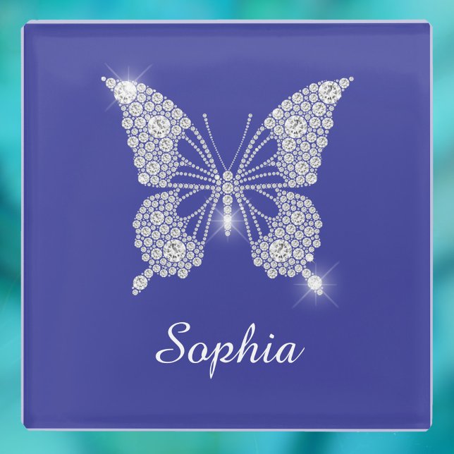 White Diamond Butterfly, Script Name, Deep Blue Glasuntersetzer (Von Creator hochgeladen)