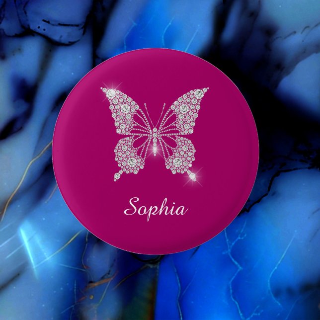 White Diamond Butterfly, Script Name, Deep Fuchsia Button (Von Creator hochgeladen)