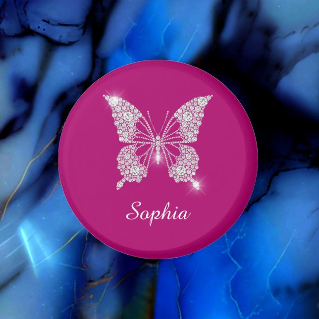 White Diamond Butterfly, Script Name, Deep Fuchsia Magnet (Von Creator hochgeladen)