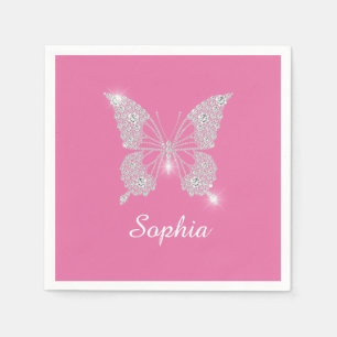 White Diamond Butterfly, Script Name, Pink Serviette