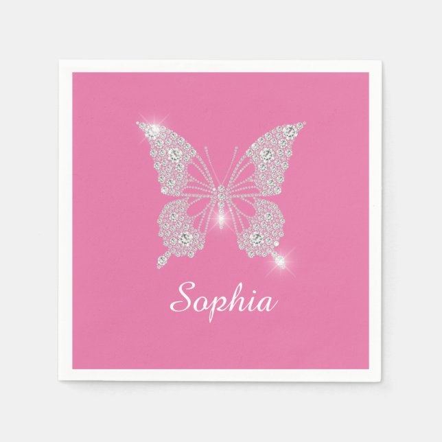White Diamond Butterfly, Script Name, Pink Serviette (Vorderseite)