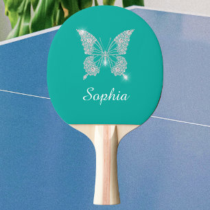 White Diamond Butterfly Sparkle Script Name, Aquam Tischtennis Schläger