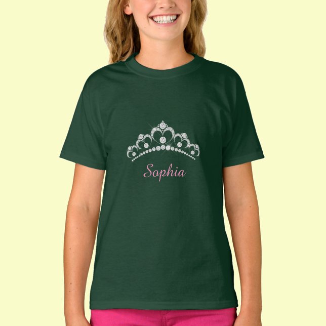 White Diamond Crown, Pink Script Name T-Shirt (Von Creator hochgeladen)