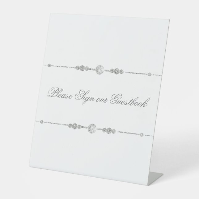White Diamond Element Unterschreiben Unser Hochzei Sockelschild (Vorderseite)