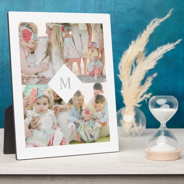 White Diamond Monogram Fotoplatte (Seite)