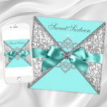 White Diamonds Aquamarin Blue Sweet 16 Geburtstags Einladung<br><div class="desc">Schöne weiße Diamanten und aquamarin blau mit silbergrauem Damast süße 16 Geburtstagsfeier Einladung. Fügen Sie Ihre Details in die Vorderseite und hinten dieser aquamarinen Bluepublikation hinzu,  indem Sie Ihre Veranstaltungsdetails,  den Schriftart,  die Größe und Farbe des Schriftartes und den Wortlaut hinzufügen.</div>