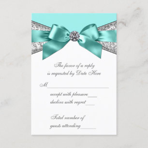 White Diamonds Aquamarin Blue Sweet 16 UAWG RSVP Karte