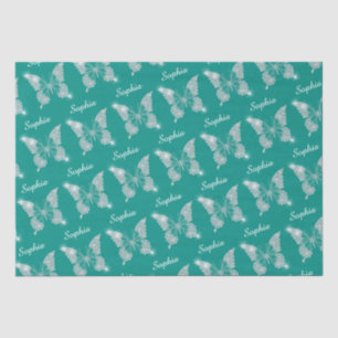 White Diamonds Butterfly Sparkle Script Name, Aqua Seidenpapier