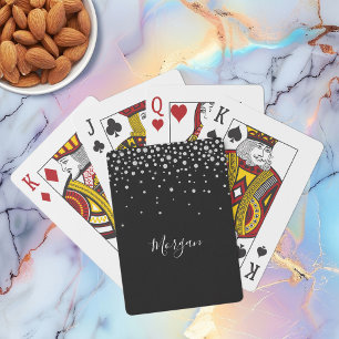 White Diamonds on Black, White Script Name Spielkarten
