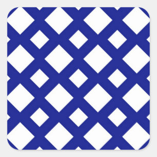 White Diamonds on Navy Quadratischer Aufkleber