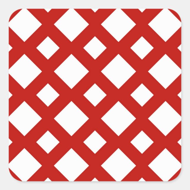 White Diamonds on Red Quadratischer Aufkleber (Vorderseite)