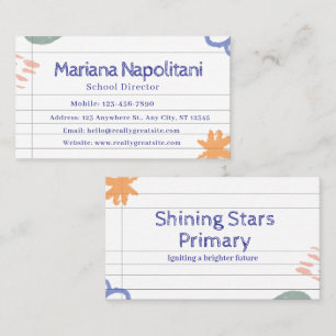 White Doodles und Scribble Teacher Visitenkarte