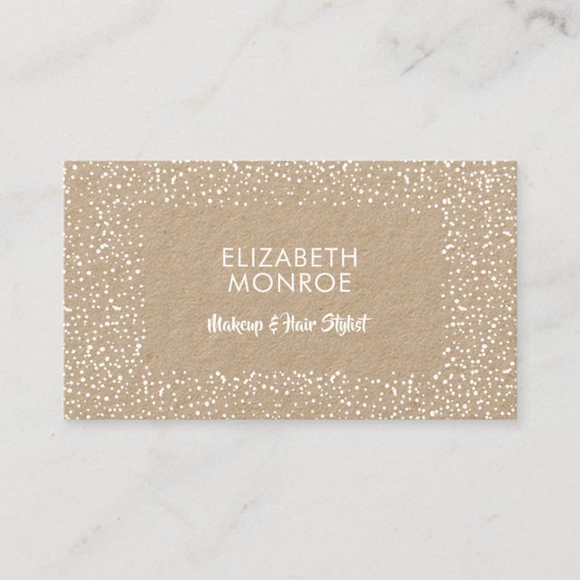 White Dots Salon Makeup Hair Stylist Kraft Visitenkarte (Vorderseite)