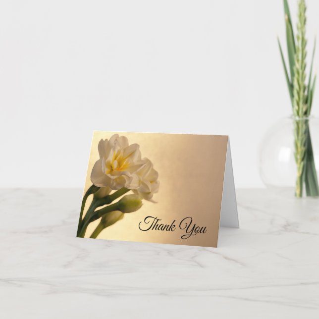 White Double Daffodic Beileid Vielen Dank Dankeskarte (Vorderseite)