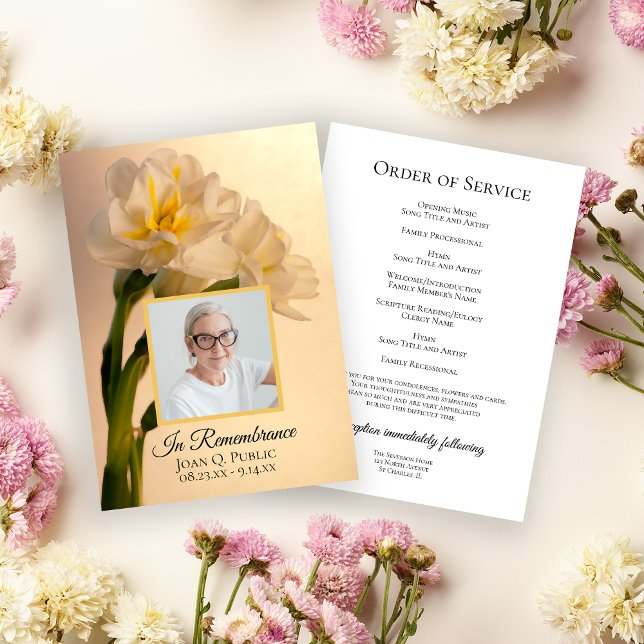 White Double Daffodil Blume Beerdigung Service Programm (Von Creator hochgeladen)
