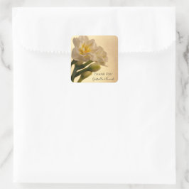 White Double Daffodils Hochzeit Danke für Ihre Unt Quadratischer Aufkleber