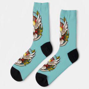 White Dove Aquamarin Blue Confirmation Feier Socken
