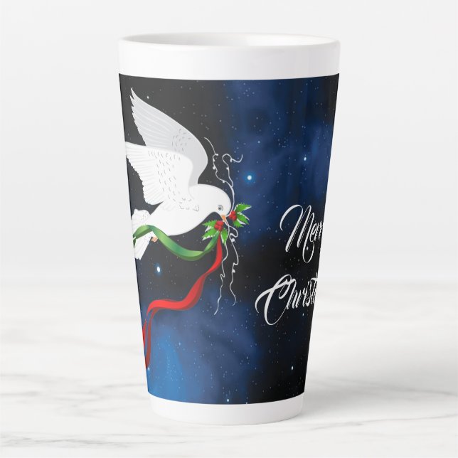 White Dove Christmas Große Latte Tasse (Vorderseite)