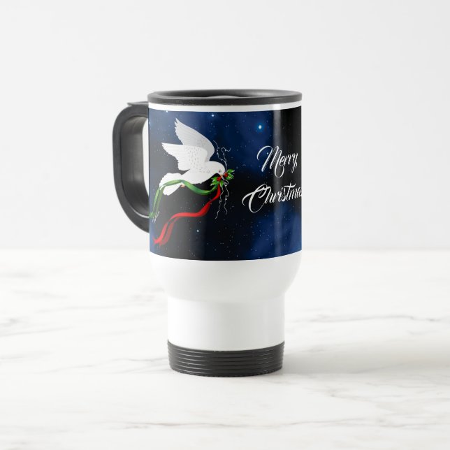 White Dove Christmas Travel Mug (Devant gauche)