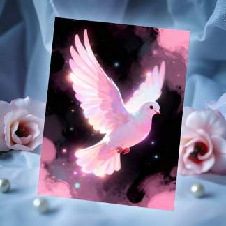 White Dove Ethereal Love Pink Clouds Celestial Postkarte