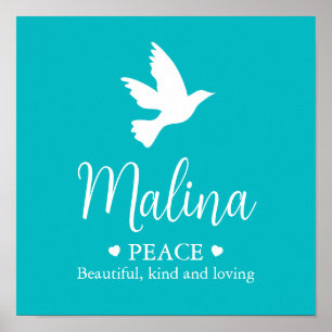 White dove Malina Name bedeutet Aqua Poster