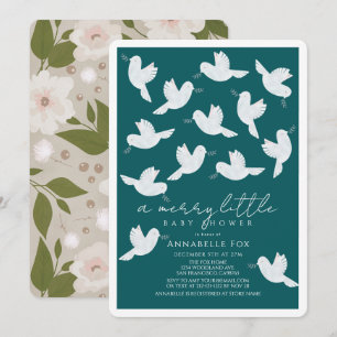 White Dove Olive Aquamarin Boy Merry Little Baby D Einladung
