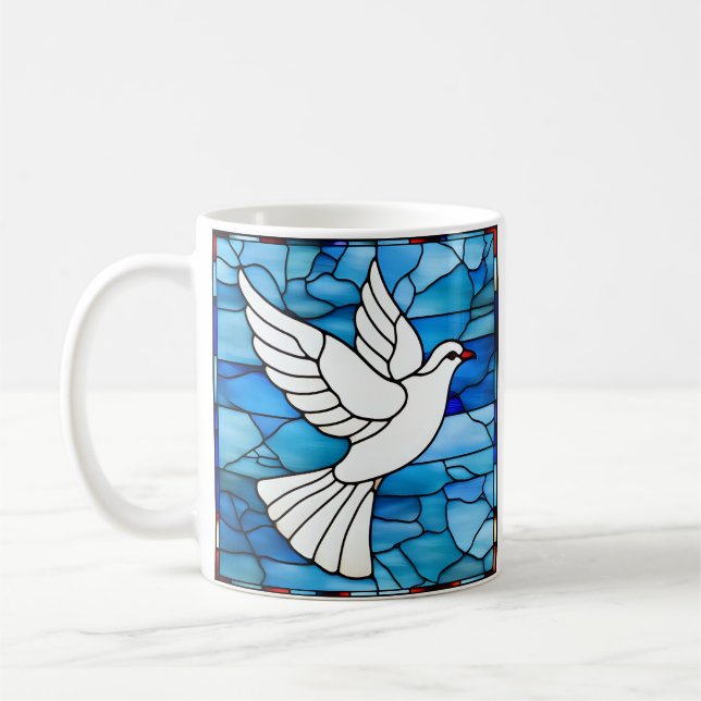 White Dove on Stained Glass Kaffeetasse (Links)