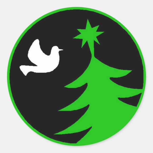 White Dove Peace Green Christmas Tree Stickers (Vorderseite)