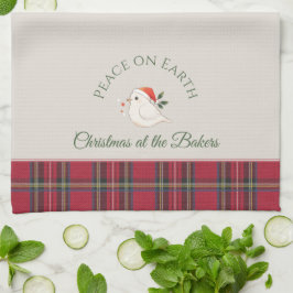 White Dove Personalisiert Familienname Weihnachten Geschirrtuch