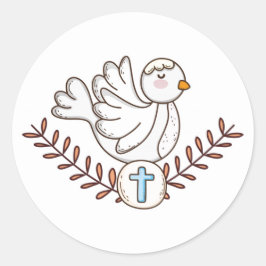 White Dove Religious Taufen Christening Runder Aufkleber