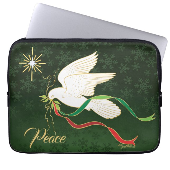 White Dove Spreading Peace Laptopschutzhülle (Vorderseite)