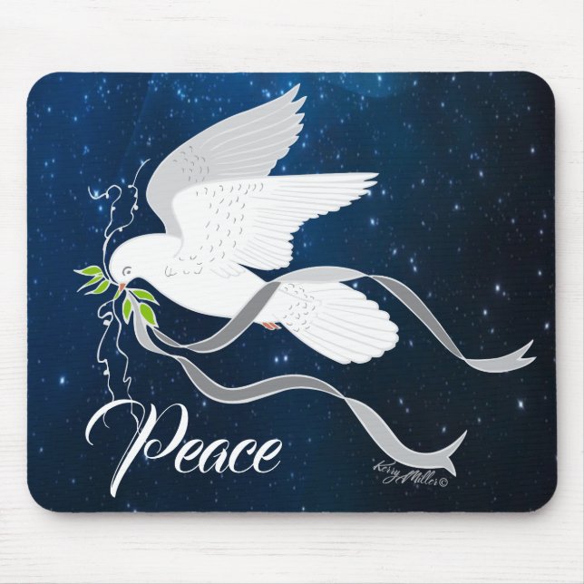 White Dove Spreading Peace Mousepad (Vorne)