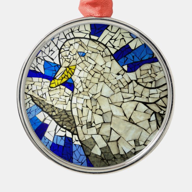 White Dove verklebte Glas Weihnachtsbaum Ornament (Vorne)