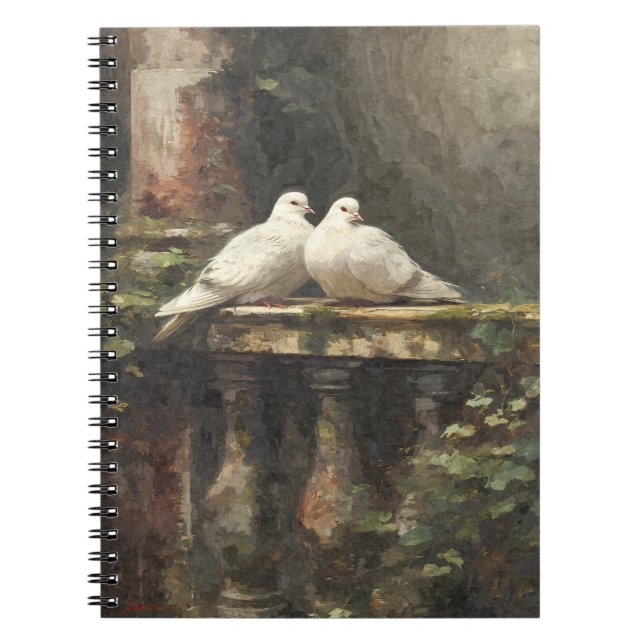 White Doves Garden Notebook Notizblock (Vorderseite)