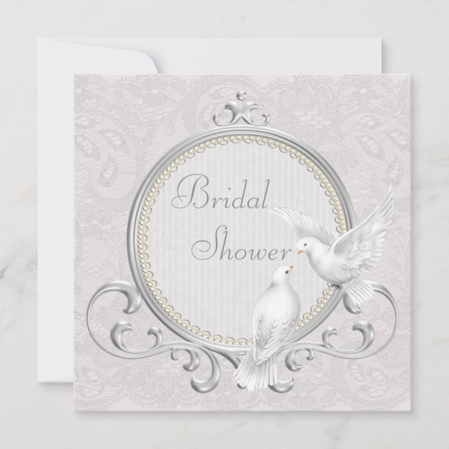 White Doves & Paisley Lace Brautparty Einladung (Vorderseite)