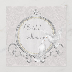 White Doves & Paisley Lace Brautparty Einladung