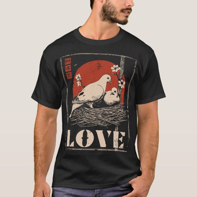 White Doves Romance Peace Liebe Design T-Shirt (Vorderseite)