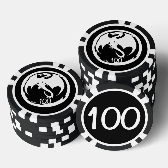 White Dragon Black 100 Poker Chip (Stapel)