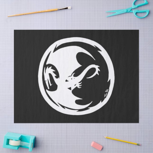 White Dragon Black Tissue Paper groß Seidenpapier (Basteln)