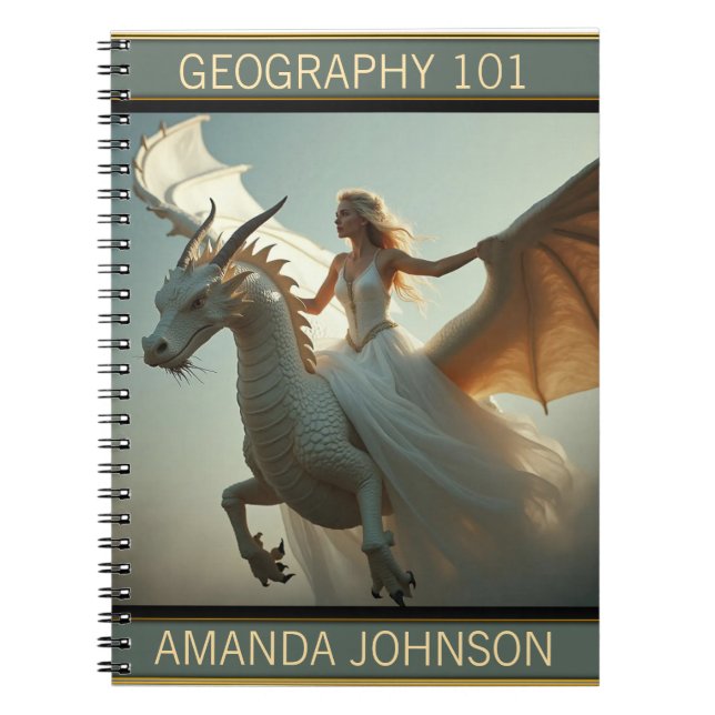 White Dragon Rider Notebook Notizblock (Vorderseite)