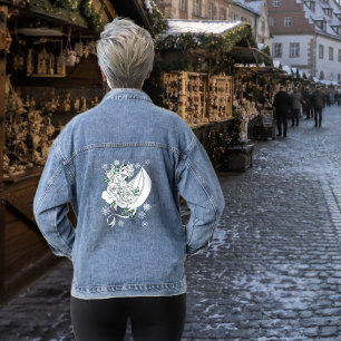 White Dragon Rose Schneeflocken Blau Jeansjacke