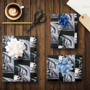 White Dragon Woman Fantasy Auroras Geschenkpapier Set