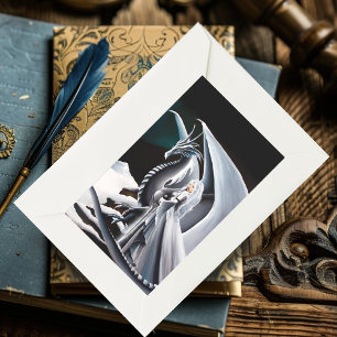 White Dragon Woman Fantasy Auroras Rechteckiger Aufkleber