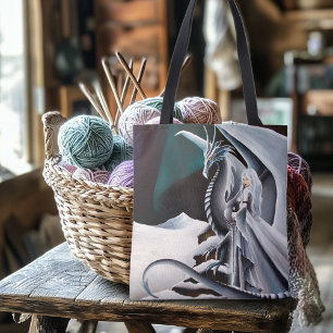 White Dragon Woman Fantasy Auroras Tasche