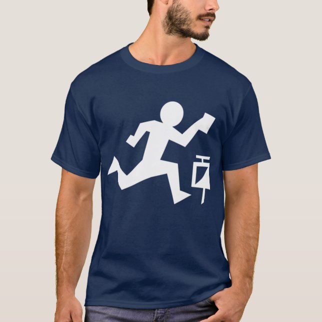 White drawing orienteering boy T-Shirt (Vorderseite)