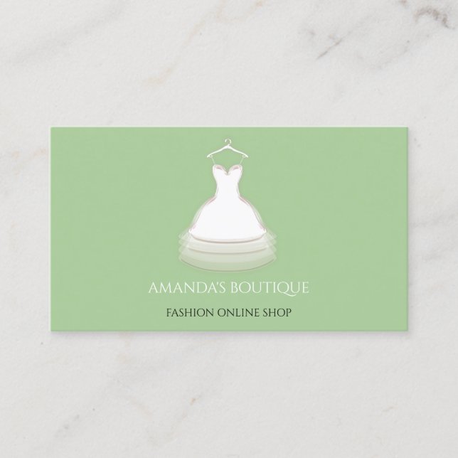White Dress Logo Mode Hochzeitsfeier Minze Grün Visitenkarte (Vorderseite)